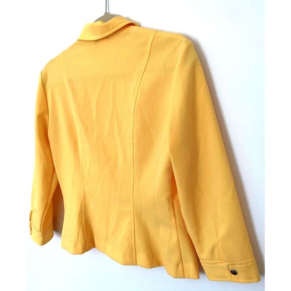 Vintage Dawn Joy Button Down Yellow Blazer Snap Buttons Long Sleeve USA Sz 4 - Picture 4 of 6
